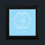 Romantic Monogram Blue Gift Box<br><div class="desc">Attractive romantic framed monogram.</div>