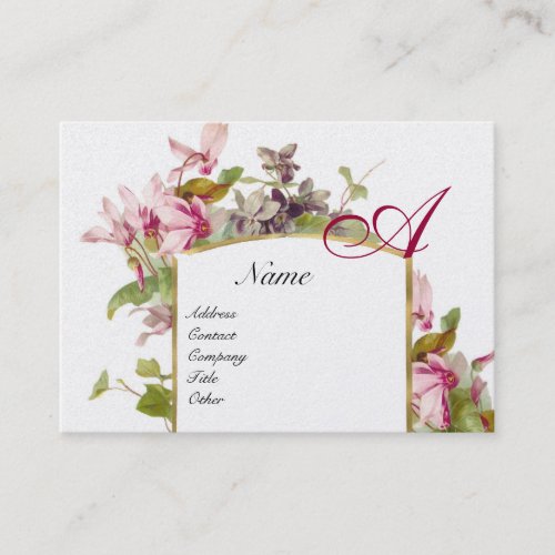 ROMANTIC MONOGRAMCyclamens pink green gold Business Card