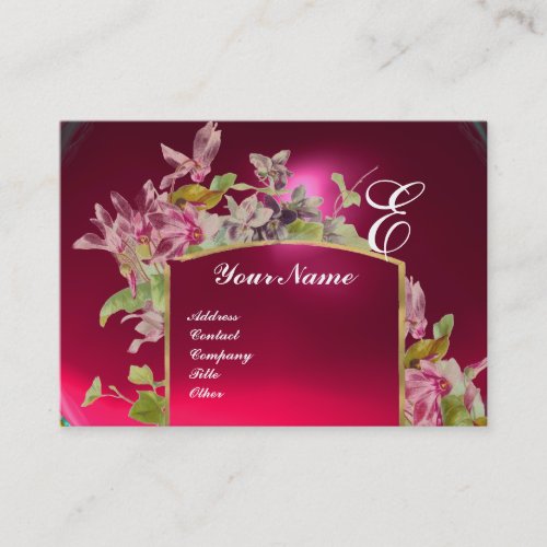 ROMANTIC MONOGRAMCyclamens pink green white Business Card