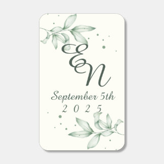 Romantic Monogram green leaves wedding favors Matchboxes