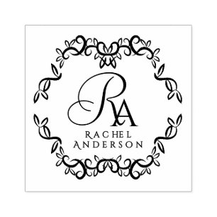 Romantic Monogram Rubber Stamp