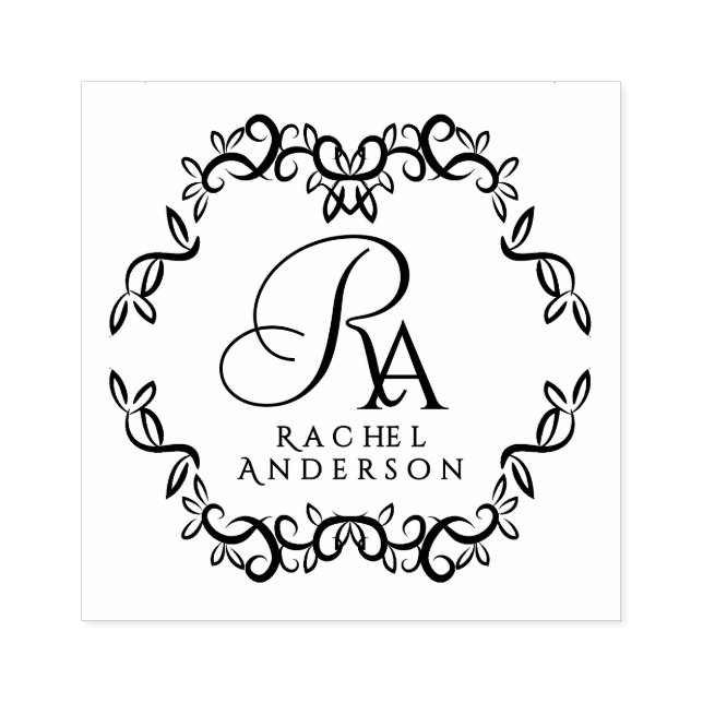 Romantic Monogram Rubber Stamp (Imprint)