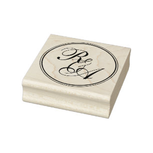 Romantic Monogram Wedding Rubber Stamp