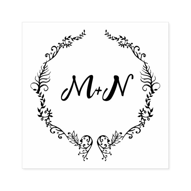 Romantic Monogram Wedding Rubber Stamp (Imprint)