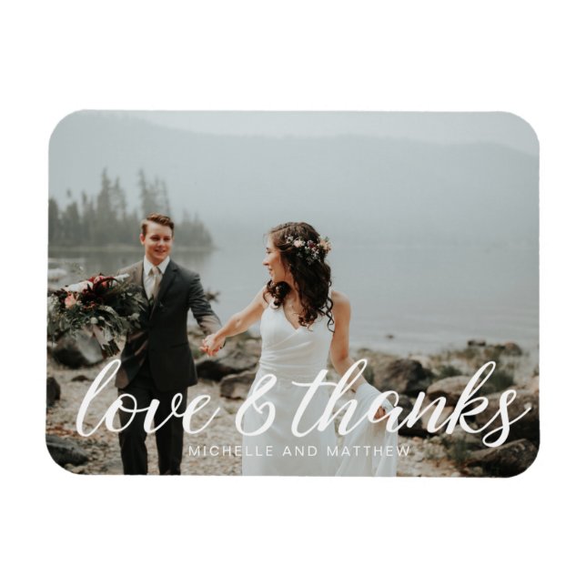 Romantic Monogram ⎥Wedding Thank You Photo Magnet (Horizontal)