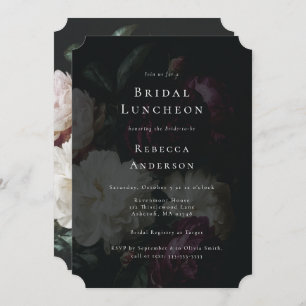 Romantic Moody Black Gothic Florals Bridal Shower Invitation
