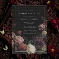 Romantic Moody Black Gothic Florals Bridal Shower