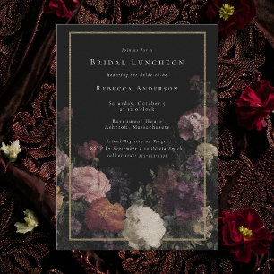 Romantic Moody Black Gothic Florals Bridal Shower Invitation