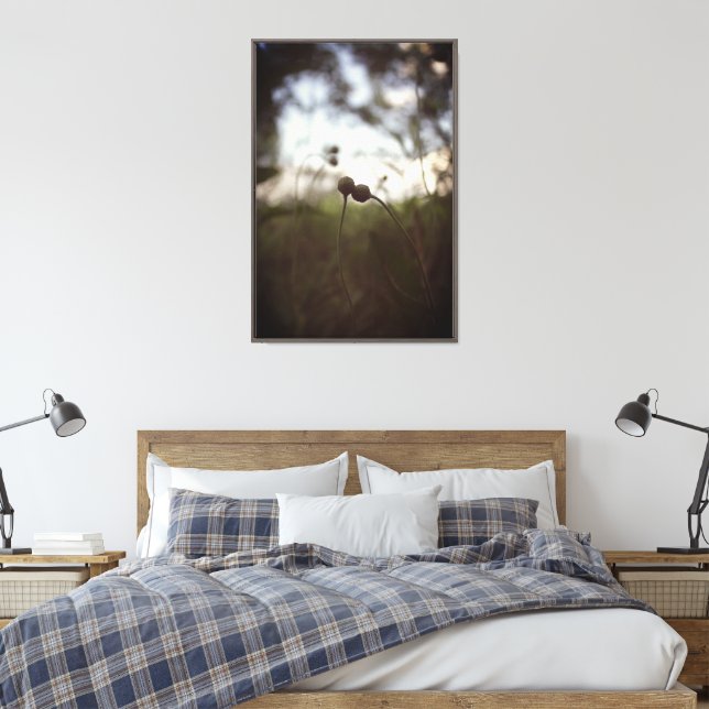 Romantic Moody Flowers – Botanical Fantasy Boho Canvas Print (Insitu(Bedroom))