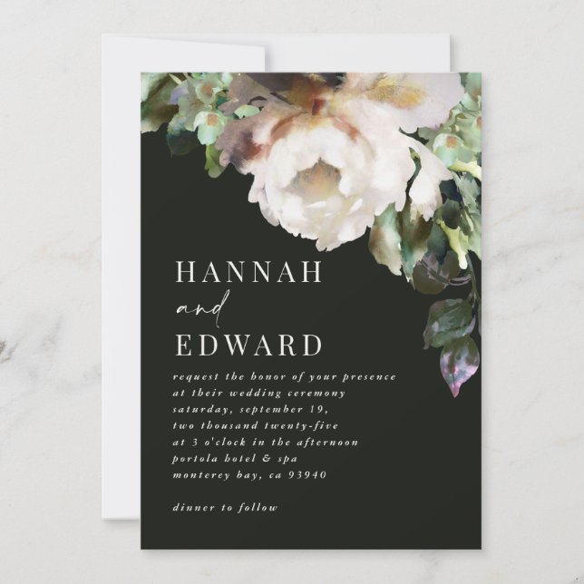 Romantic moody rustic classy dark winter wedding (Front)