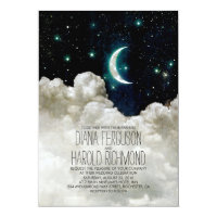 Romantic Moon and Stars Night Wedding Invitations