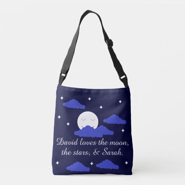 Romantic Moon with Stars: Crossbody Bag (Back)