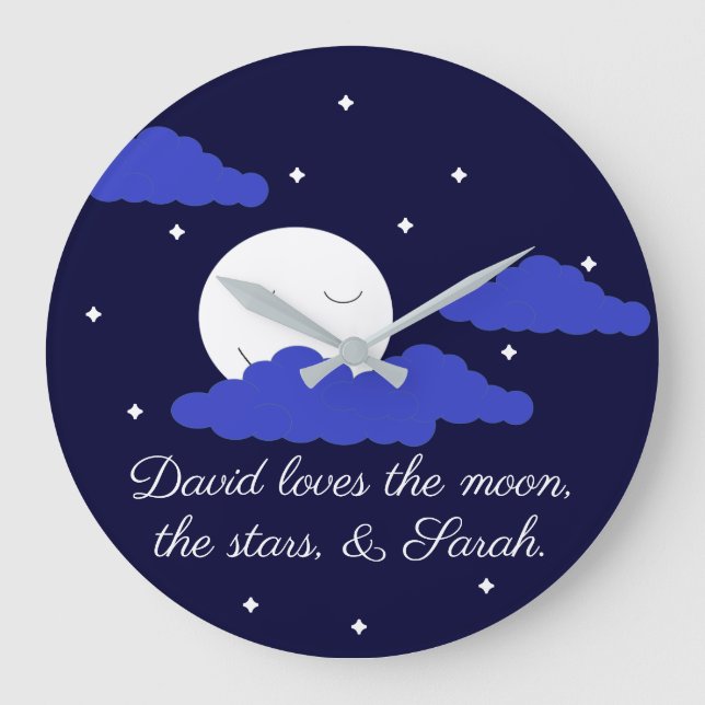 Romantic Moon with Stars Large Clock (Front)