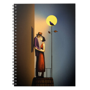Romantic Moonlight Balcony – Vintage Noir Love Notebook