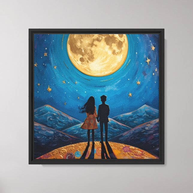Romantic Moonlight Couple Wall Art (Front)