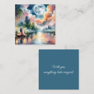 Romantic Moonlight Watercolor Night Scene Calling Card