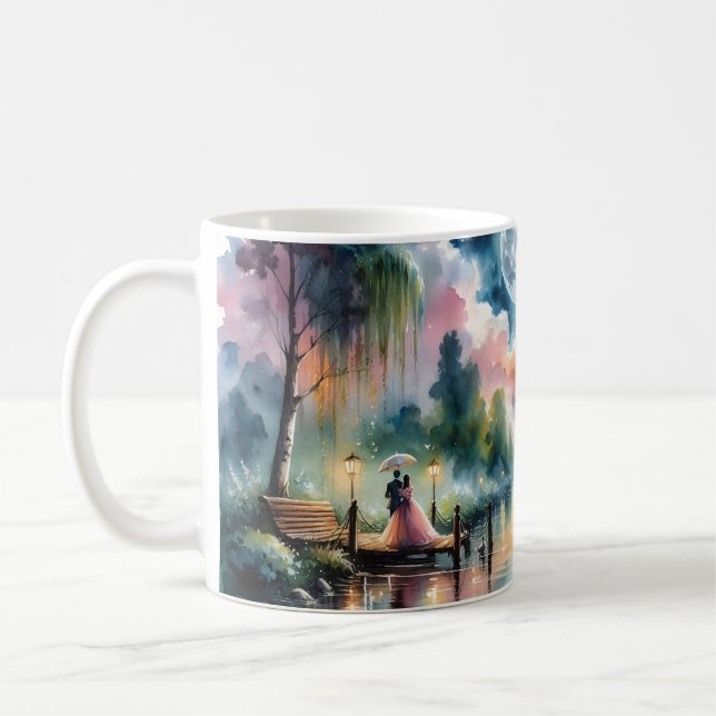 Romantic Moonlight Watercolor Night Scene Coffee Mug (Left)