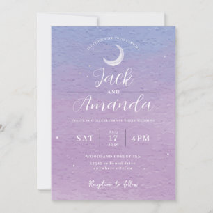 Romantic moonlight Watercolor wedding invitations