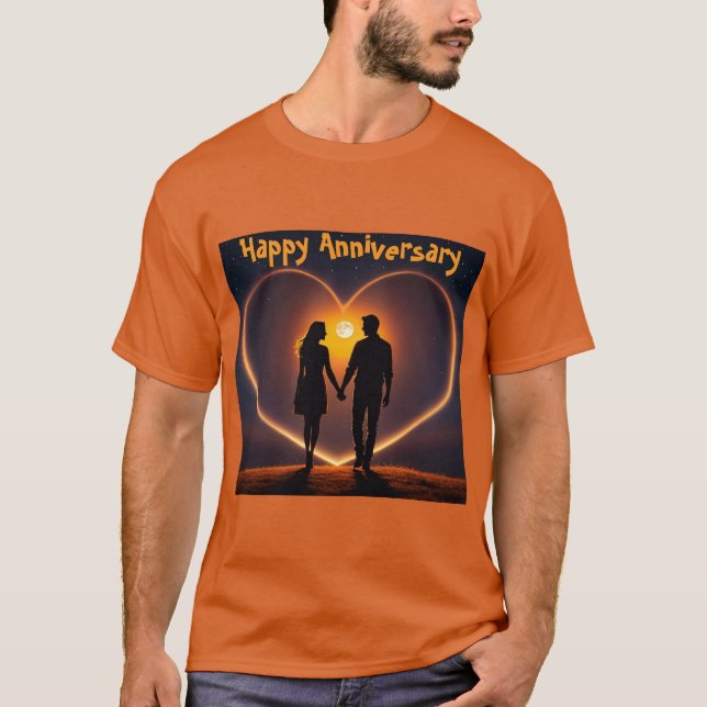 Romantic Moonlit Couple Anniversary Tshirt (Front)