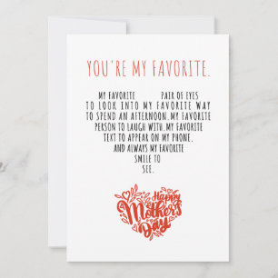 Romantic Mother Day for Mom Holiday Card