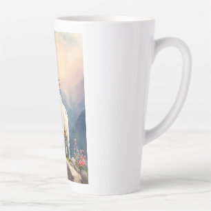 Romantic Mountain Goat Among Flowers Latte Mug