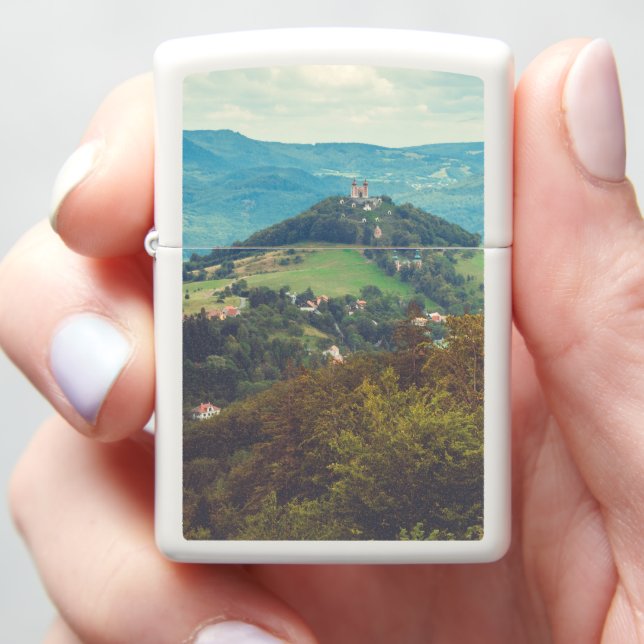 Romantic mountain landscape zippo lighter (In Hand)