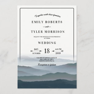 Romantic Mountain Range Rustic Mountain Wedding Invitation