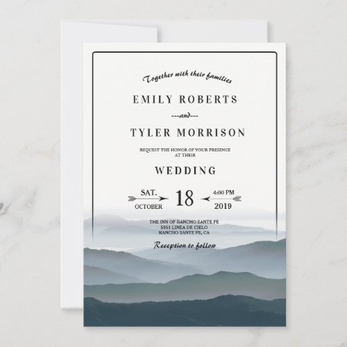 Romantic Mountain Range Rustic Mountain Wedding Invitation