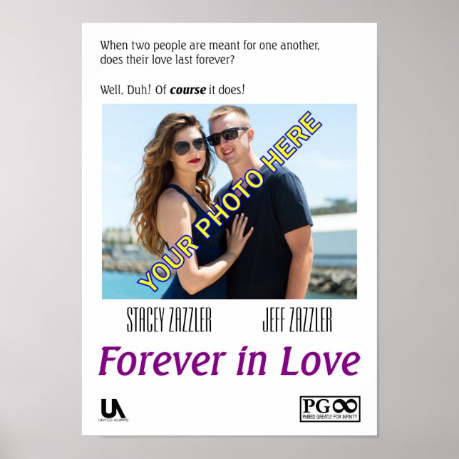 Romantic movie poster to be customized by YOU! (Front)