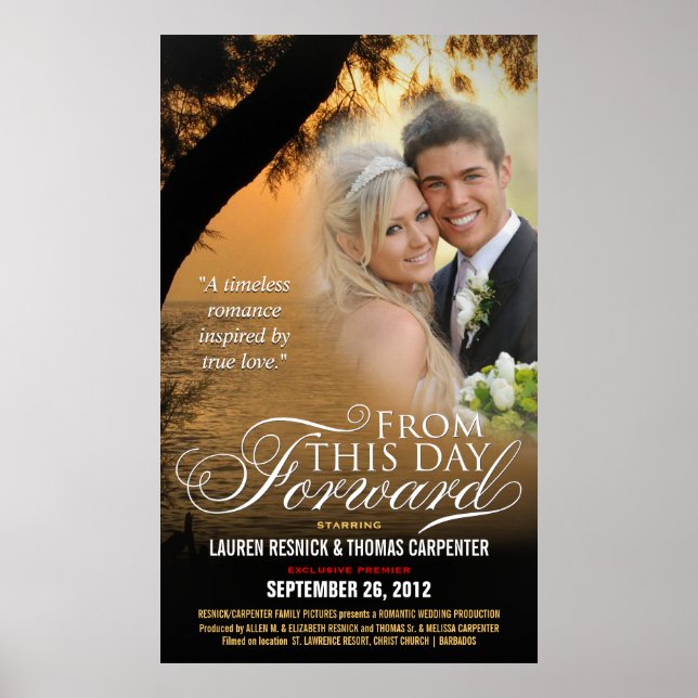 Romantic Movie Poster Wedding Photo Template (Front)