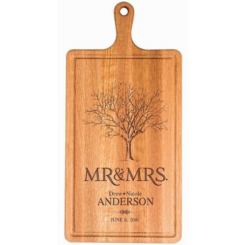 Romantic Mr  Mrs Cherry Wood Cutting Board