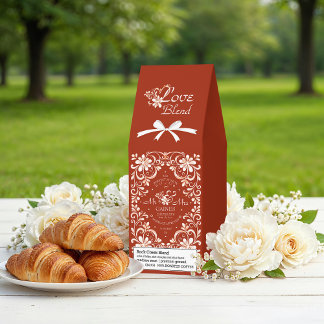 Romantic Mr & Mrs Love Blend Floral Red Rust Roast Roasted Coffee