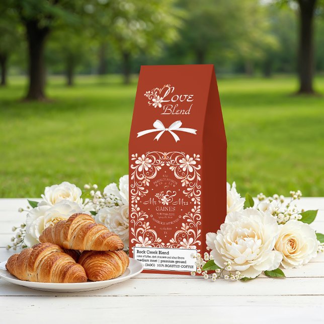 Romantic Mr & Mrs Love Blend Floral Red Rust Roast Roasted Coffee (Creator Uploaded)