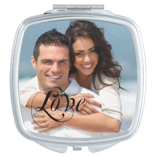 Romantic Mrs. Your Photo Wedding Mirrored Compact Makeup Mirror