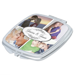 Romantic Mrs. Your Photo Wedding Mirrored Compact Vanity Mirror