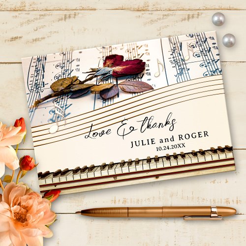 Romantic Music Custom Photo Wedding Thank You Card