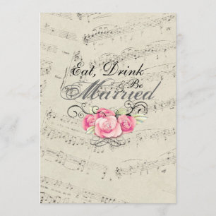 Romantic Music notes Wedding Rehearsal Dinner Invitation