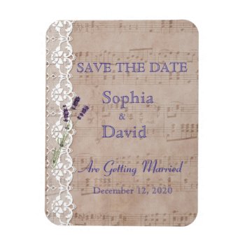 Romantic Music Sheet Lavender Save The Date Magnet by Go4Wedding at Zazzle