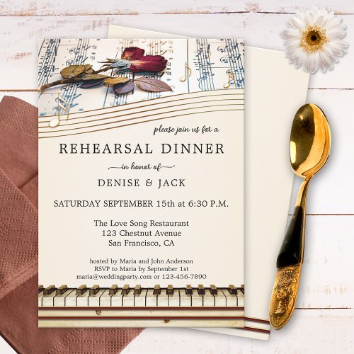 Romantic Music Themed Rehearsal Dinner Invitation