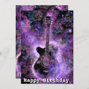 Romantic Musical Guitar Happy Birthday Cards