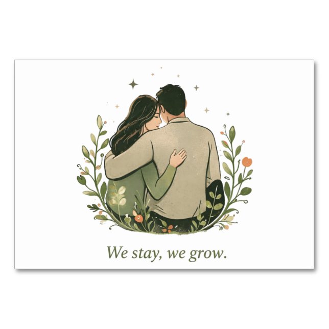 Romantic Nature Love Illustration Table Number (Front)