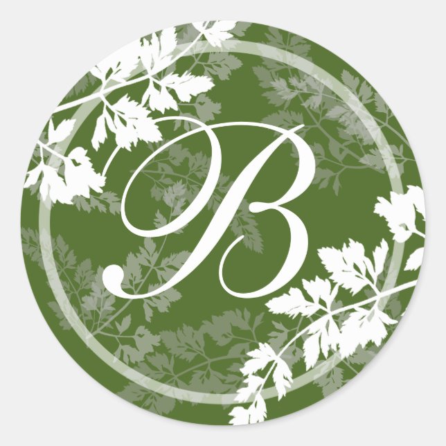 Romantic Nature/ Monogram Classic Round Sticker (Front)