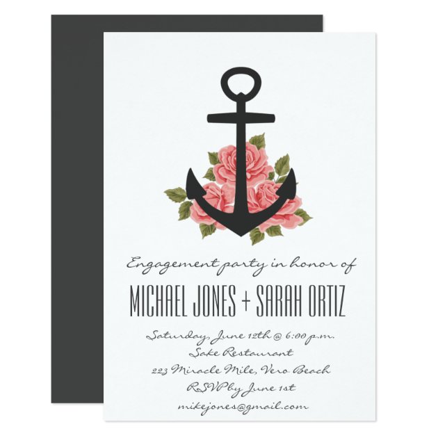 Romantic Nautical Engagement Party Invitation