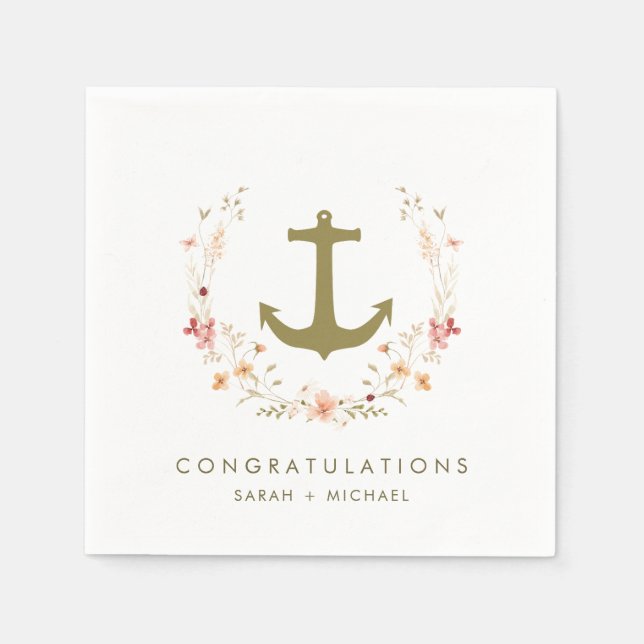 Romantic Nautical Engagement Party Napkins (Front)