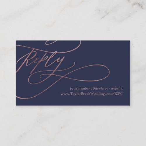 Romantic Navy and Rose Gold Wedding Website RSVP Enclosure Card