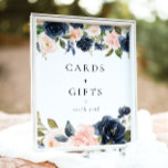 Romantic Navy Blue Floral Cards and Gifts Sign<br><div class="desc">This cards and gifts sign features elegant watercolor blush pink and navy blue florals with a simple and timeless font combination. It's the perfect table signage for a baby shower,  bridal shower,  wedding or any event you have in mind.</div>