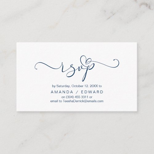 Romantic Navy Blue Invitation RSVP respond