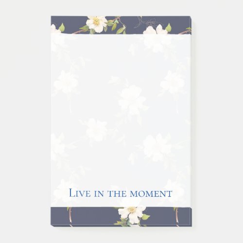 Romantic Navy Blue White Floral  Post_it Notes