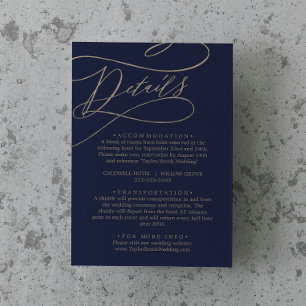 Romantic Navy Calligraphy Details Enclosure Card