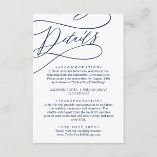 Romantic Navy Calligraphy Details Enclosure Card